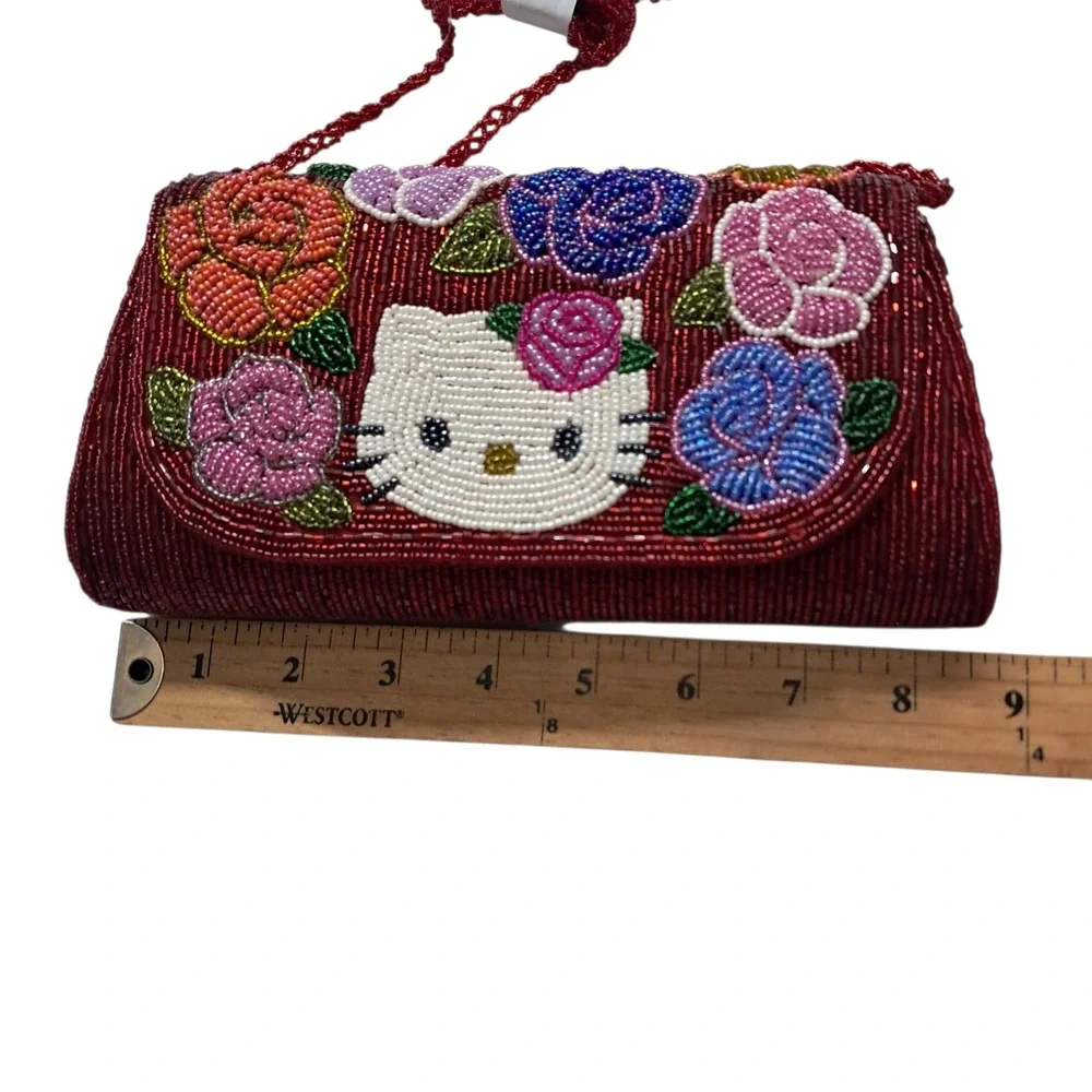 NWT‎ Hello Kitty Handbag Red Beaded Floral Embroidered Rare Limited Edition